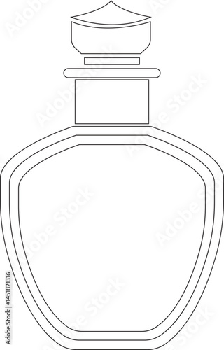 Perfume Bottle line art icon.Fragrance perfume vector. Line and glyph perfume.Clothing costumes and accessories concept.spray bottle of icon.perfume bottle with liquid inside, glowing reflection.