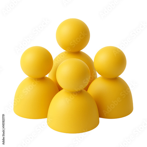 Minimalist yellow people figures icon for team, community, or group concept. Perfect for web, apps, or infographics with 3D design