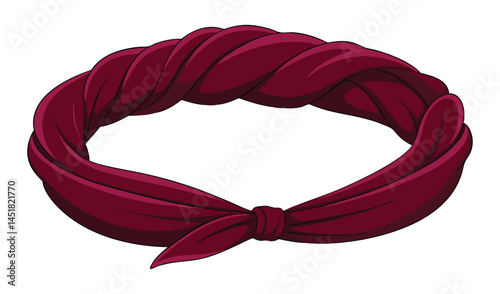 Burgundy red twisted bandana headwear accessory