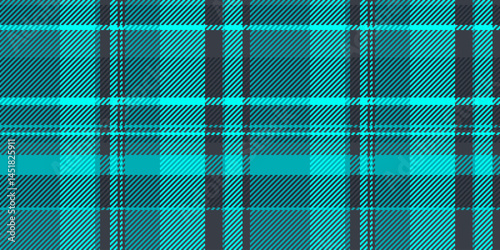 Vibrant teal and charcoal plaid pattern.  A seamless textile design perfect for fashion, website backgrounds, or packaging.  Modern and stylish, this graphic offers a bold geometric texture.