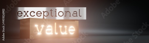 Tableau sur toile Exceptional value - block shapes and glow effect - 3D illustration
