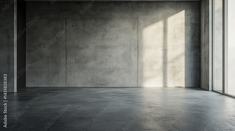 In an empty room with high-end concrete, dark tones dominate, creating a striking contrast between industrial elements and minimalist luxury. In an empty room with high-end concrete, dark tones dominate, creating a striking contrast between industrial elements and minimalist luxury.
