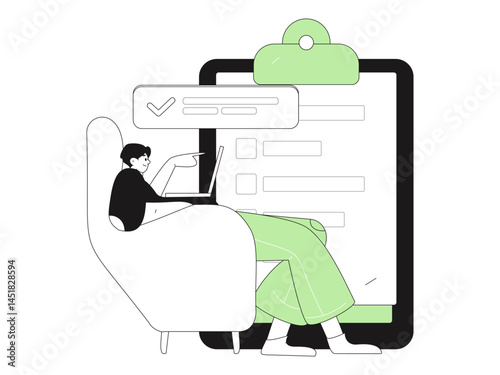 Invite friends to conduct questionnaire flat vector concept operation hand drawn illustration
