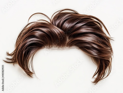 Obraz na płótnie luxury brown hair wig on a white background, fresh and modern male haircut w salonie