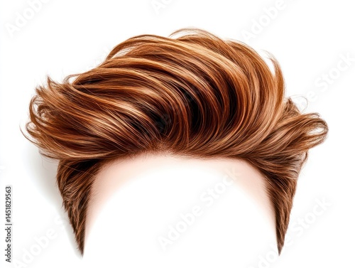 Obraz na płótnie luxury brown hair wig on a white background, fresh and modern male haircut w salonie