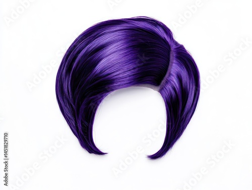 Obraz na płótnie purple hair wig on a white background, stylish haircut with a side part and a sleek style w salonie