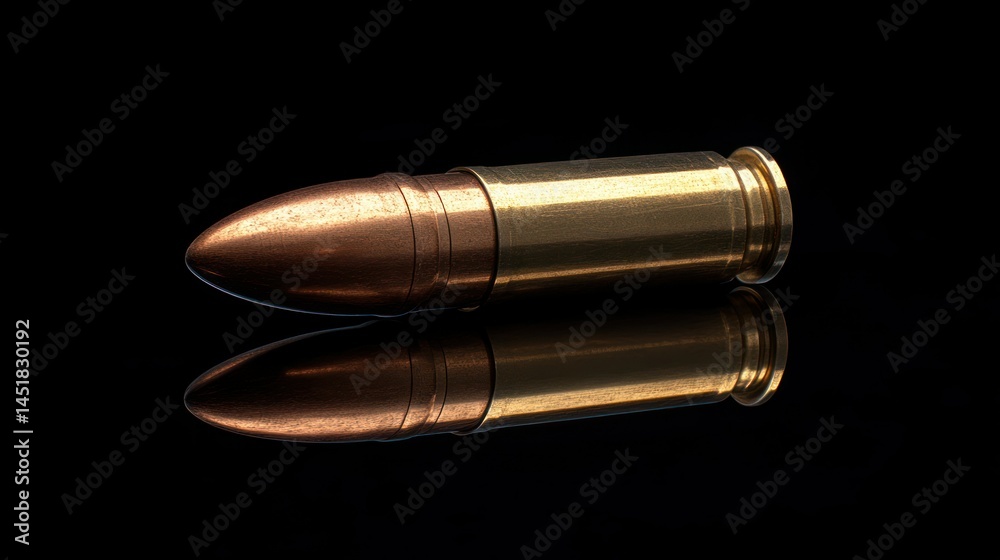 Single cartridge on black surface with reflection Single cartridge on black surface with reflection