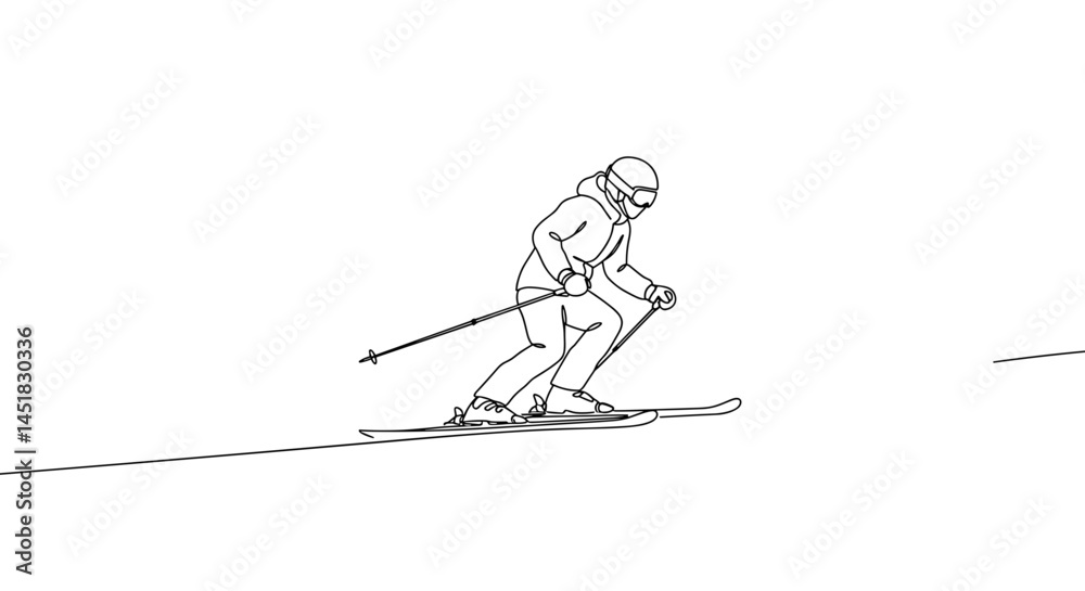 Fototapeta premium Skiing figure gliding gracefully down a snowy slope 