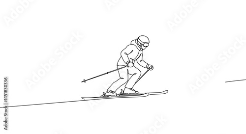 Skiing figure gliding gracefully down a snowy slope  