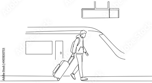 Person walking with suitcase at train station  