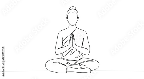 Minimalist illustration of a meditating figure in yoga pose  