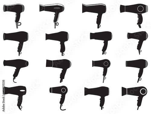 HAIR DRYERS SILHOUETTE WHITE BACKGROUND