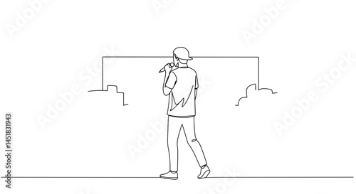 Male artist performing with microphone in a minimalistic style  