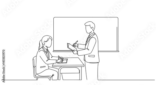 Teacher assessing student during classroom discussion  
