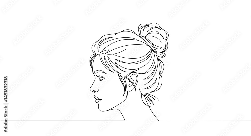 Elegant Woman Profile Line Drawing