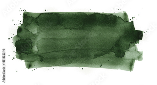 Green Watercolor Stain on White Background Texture