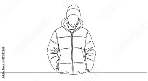 Obraz na płótnie Outline of a person in a jacket standing against a minimal background w salonie