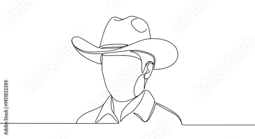 Obraz na płótnie Cowboy in Line Art Wearing a Hat w salonie