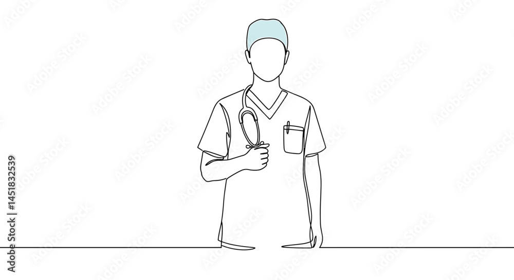 Healthcare professional holding a stethoscope in a minimalistic style