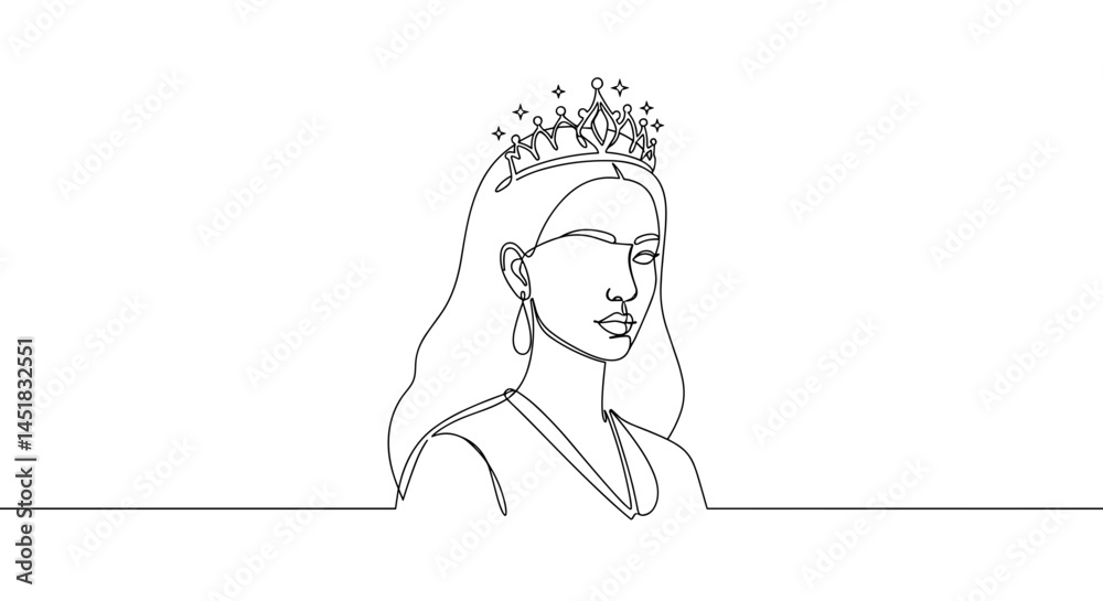 Woman with a Crown Showing Confidence in Minimalist Style
