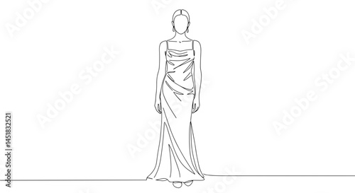 Obraz na płótnie Elegant woman wearing a gown standing against a minimalist background w salonie