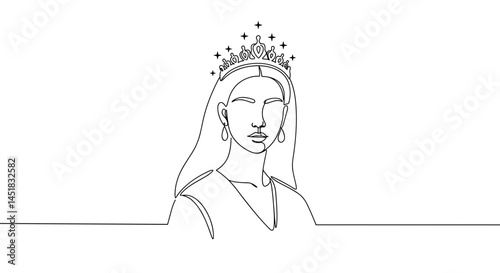 Obraz na płótnie Elegant Line Art of a Queen with Crown w salonie