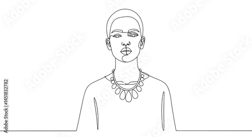 Minimalist line art of a person wearing jewelry  
