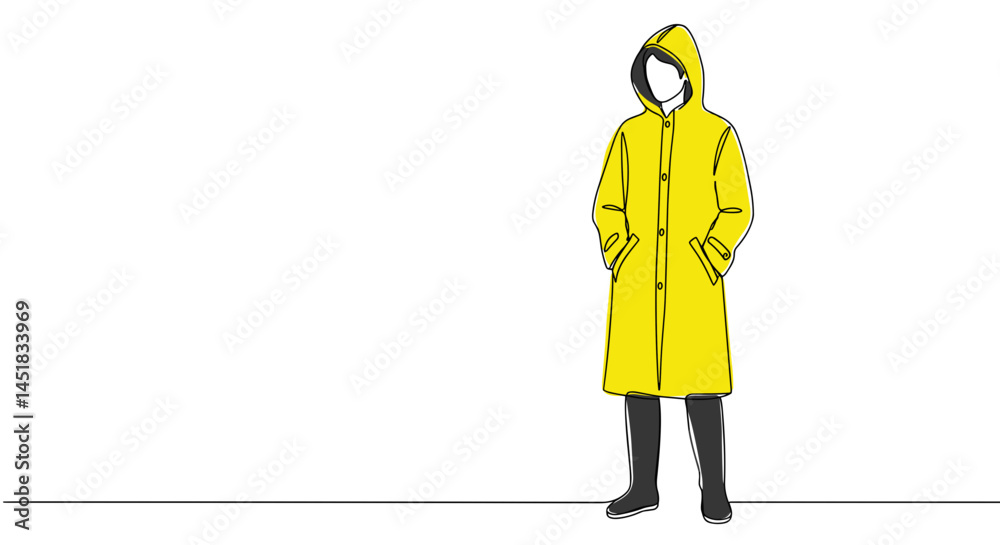 Person in Yellow Raincoat Standing Against White Background