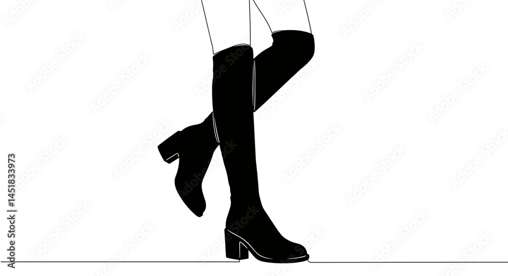Stylish Black Knee-High Boots in Minimalist Design
