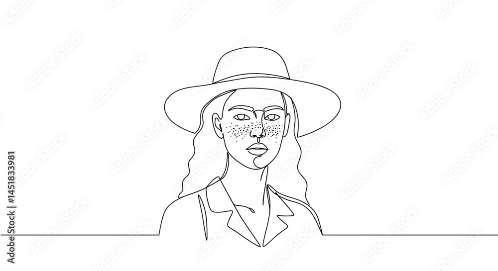 Minimalist illustration of a woman wearing a hat