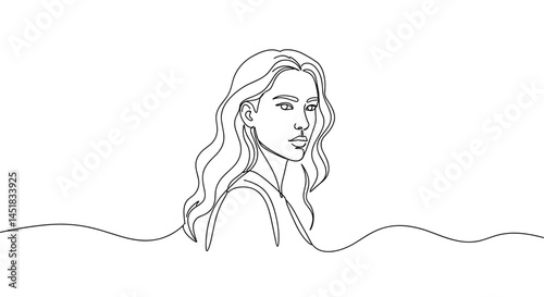 Obraz na płótnie Woman gazing thoughtfully while surrounded by flowing lines w salonie