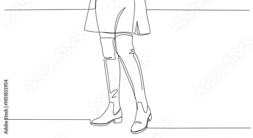 Obraz na płótnie Minimalist line art of a woman standing in stylish boots w salonie