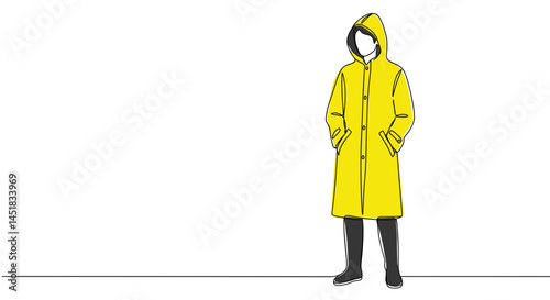 Person in Yellow Raincoat Standing Against White Background  
