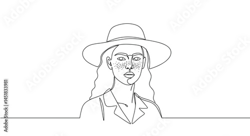 Obraz na płótnie Minimalist illustration of a woman wearing a hat w salonie