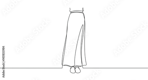 Obraz na płótnie Elegant woman standing in a long skirt against a minimal backdrop w salonie