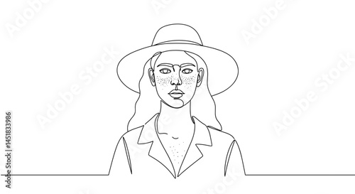 Obraz na płótnie Woman with a hat in a minimalist style w salonie