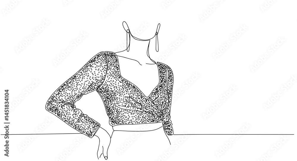 Elegant fashion illustration showcasing stylish blouse design