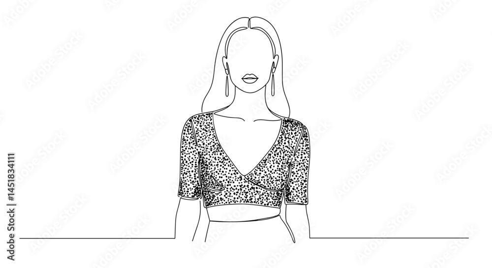 Stylish woman wearing a trendy crop top in a minimalist design