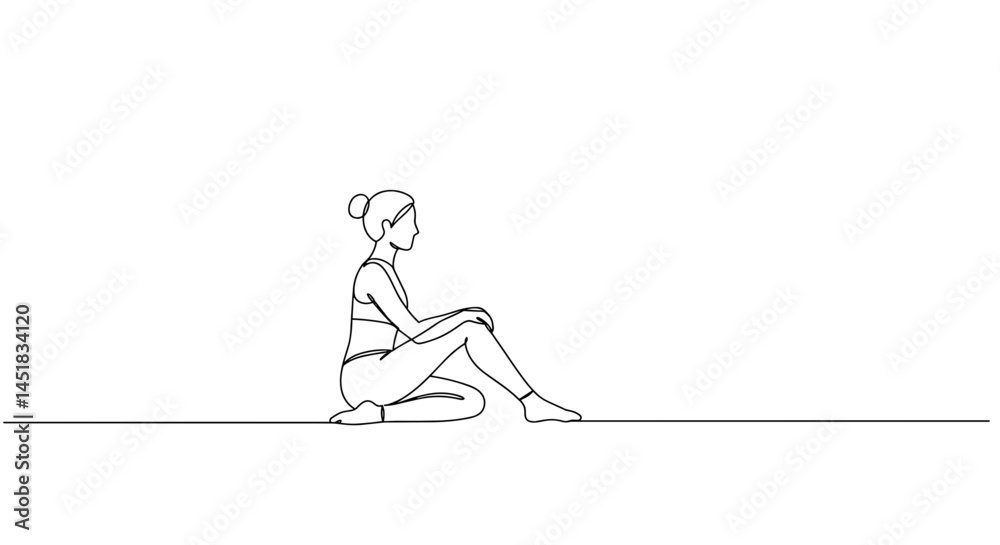 Minimalist outline of a woman sitting in a yoga pose
