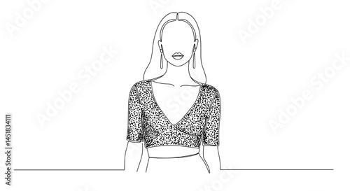 Stylish woman wearing a trendy crop top in a minimalist design  