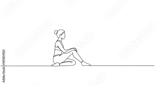 Obraz na płótnie Minimalist outline of a woman sitting in a yoga pose w salonie