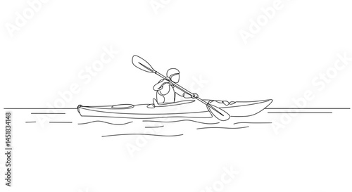 Obraz na płótnie Person kayaking in a calm water scene, in a minimalist style w salonie