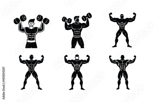 Professional Bodybuilder Displaying Muscular Back Silhouette Vector Illustration