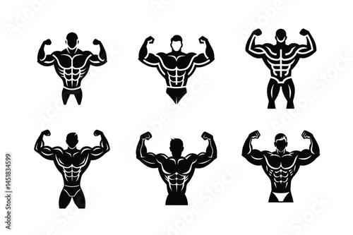 Bodybuilder Back Muscle Development Professional Silhouette Vector Illustration