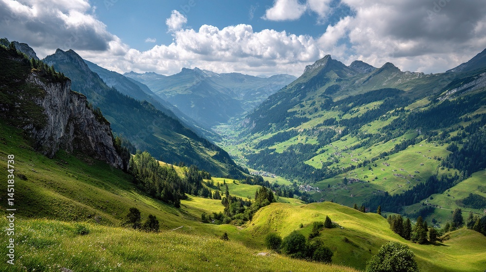 Fototapeta premium Majestic Alpine View of Engelberg Valley in Switzerland's Landscape