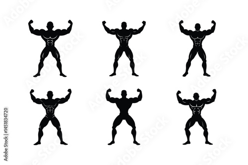 Bodybuilder Displaying Defined Back Muscles Silhouette Vector Illustration