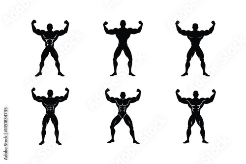 Bodybuilder Back Muscles Display Professional Silhouette Vector Illustration