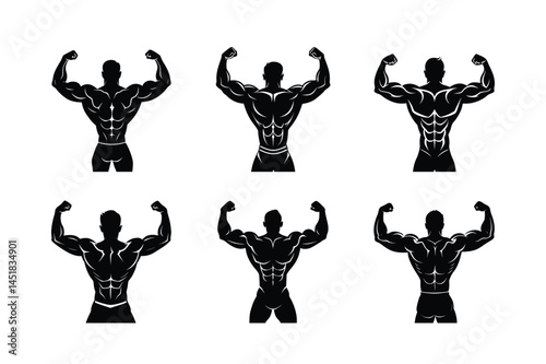 Bodybuilder Showing Back Muscles Professional Silhouette Vector Illustration