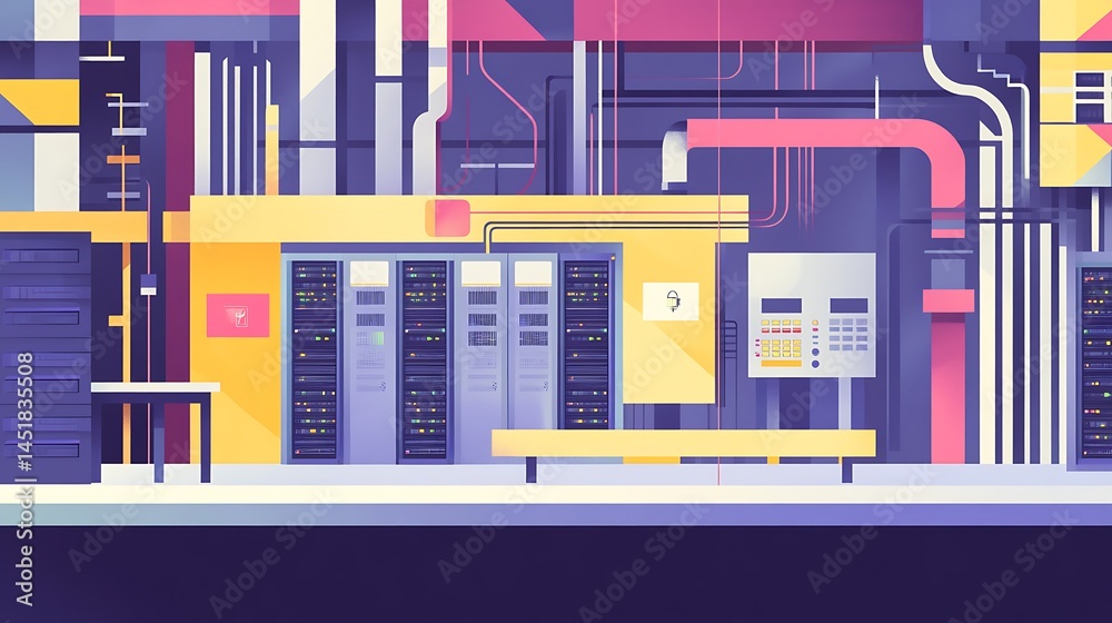 Obraz premium Data Center Server Room Interior.