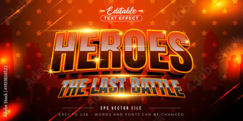 Shiny text Heroes the last battle, editable text effect.